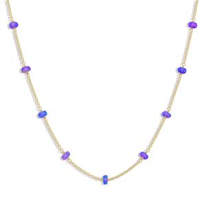 Collar de cadena con cuentas de ópalo de lavanda Natural de Plata de Ley 925 para mujer, joyería de piedra natal de 18 pulgadas para boda o regalo - Product Image 1