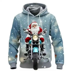 Sudadera CON CAPUCHA DE Navidad de otoño para hombre de alta calidad 100% algodón Impresión digital Diseño bordado Warm Fleece - Product Image 3