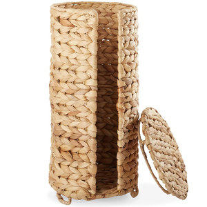 Portarrollos de Papel Higiénico Multiusos de Jacinto de Agua Tejido a Mano ISLA con Tapa, Almacenamiento de Rollos de Papel Higiénico de Mimbre para Baño, Hogar y Hotel - Product Image 3