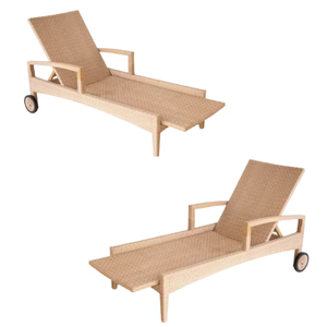 Chaises longues de haute qualité en rotin/osier avec structure en teck, écologiques, pour jardin, plage et piscine, directement de l'usine - Product Image 6