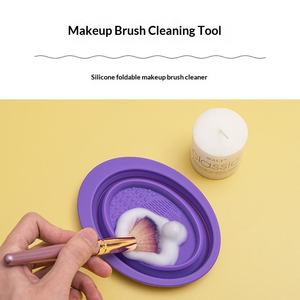 <b>Silicone</b> Cleaning Pad for Makeup Tools Multifunctional Makeup Brush Cleaner Foldable Cleaning <b>Mat</b> Face Mask Bowl for Home Use - Product Image 2