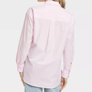 เสื้อเชิ้ตผู้หญิงทรงปกติ สไตล์ลำลอง ผ้าถัก สีขาว ผ้าฝ้าย 100% แขนยาว ติดกระดุม สำหรับผู้หญิง - Product Image 6