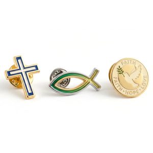 Pins de Solapa Cristianos Personalizados con Baño de Plata y Impresión Offset, Recuerdo Religioso Tradicional - Product Image 1
