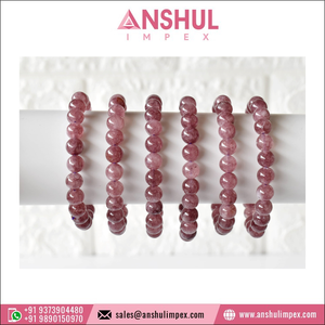 Authentic Quality Pink Color Healing 7.5in Tourmaline Round Gemstone Hand <b>Beaded</b> <b>Bracelet</b> - Product Image 1