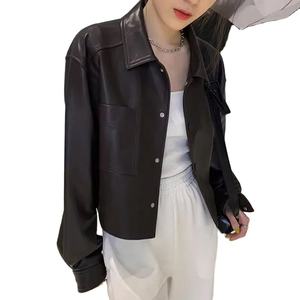 Veste pour femme de haute qualité, courte, OEM, respirante, en cuir PU tendance, vente en gros, veste décontractée pour femme, fabricant - Product Image 3