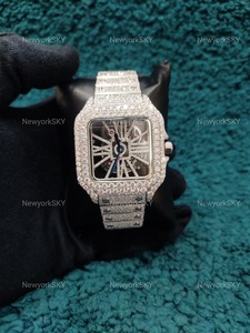 Exclusivo de lujo de acero inoxidable Moissanite Diamond Watch para hombres Opciones de diseño de color personalizado Dial de cristal al por mayor con caja de regalo - Product Image 2