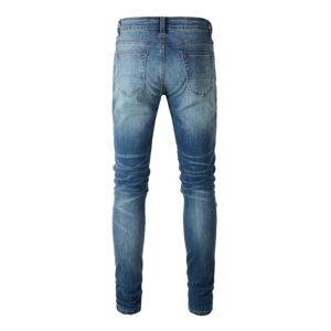 <b>Men</b> Regular Fit Solid Color <b>High</b> Quality Straight Leg Distressed <b>Jeans</b> Pants OEM Service <b>High</b> <b>Waist</b> 100% Cotton Plus Size - Product Image 4