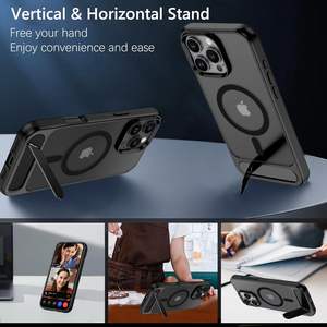 Funda Magnética Delgada a Prueba de Golpes con Soporte Invisible para iPhone 16 Pro Max, Material TPU y PC, Diseño de Color Puro - Product Image 3