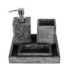Modern Designer Bathroom Vanity Accessory Set Four Piece <b>Kit</b> Includes Soap Dispenser Tumbler Storage Tray And Unique Swirl - Product Image 3