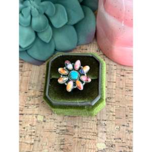 Southwest Handmade <b>Opal</b> <b>Ring</b> Sterling Silver Adjustable Bezel Set Fine Jewelry - Product Image 1