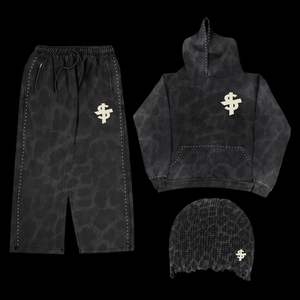 Survêtement unisexe surdimensionné en coton épais délavé à l'acide, style streetwear rétro |   Aspect vintage |   Style urbain - Product Image 1