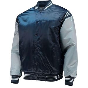 Chaqueta Universitaria Personalizada de Primavera para Equipos, Unisex, de Satén y Spandex/Poliéster, Venta al Por Mayor OEM |   Cierre de cremallera transpirable con logo de béisbol - Product Image 1