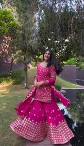 Robe de costume pour femmes, Faux Georgette avec broderie, Style Plazzo, indien, Salwar, Kameez - Product Image 3