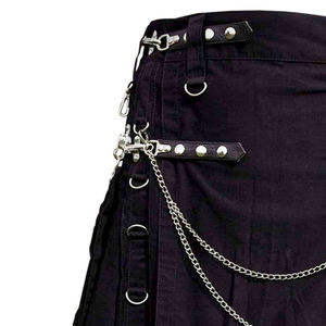 กระโปรงสั้นผ้าฝ้ายสีดำสไตล์โกธิคยูทิลิตี้พร้อมกระดุมกระเป๋าคู่และกระเป๋าข้าง - Product Image 3