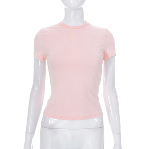 Nuevas camisetas cortas básicas de verano para mujer, camisetas ajustadas interiores para mujer, camisetas cortas con cuello redondo para mujer, ropa informal hecha de algodón - Product Image 4
