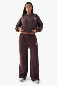 Gran oferta, Sudadera con capucha BoxyZip con guión de contraste para mujer con hombros caídos de Chocolate, sudaderas con capucha antiarrugas y transpirables para mujer - Product Image 3