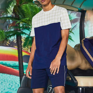 Ensemble 2 pièces chemises et Shorts à manches courtes en velours côtelé pour homme, tenue d'été 100% coton, blocs de couleurs - Product Image 1