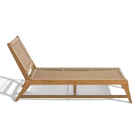 Chaise longue d'été en teck massif européen avec coussin en corde tressée confortable pour hôtel, villa, plage, hôpital, salon