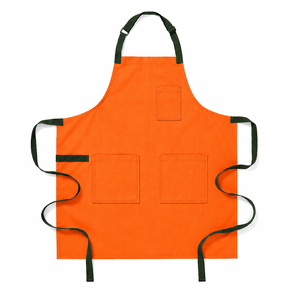 Orange Canvas Sleeveless Bib <b>Apron</b> with Multiple Pockets Fashionable Design Durable & Breathable for Cooking & Daily Use - Product Image 1