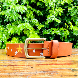 Épingle en cuir de buffle d'eau de 40mm pour ceinture en cuir de vachette Longueur personnalisée Broderie à fil cinq étoiles Alliage à usage décontracté d'affaires - Product Image 3