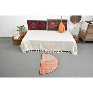 Alfombra de lana roja bohemia de 2,5x1,5 pies, patrón abstracto de estilo turco, respaldo de látex de 10mm para entrada, mesita de noche, alfombra de PP rectangular de retazos - Product Image 3