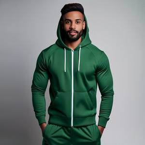 ชุดเซ็ทลำลองแฟชั่น ทูพีซ เสื้อฮู้ดซิปเต็มตัวผ้าฟลีซเทคผสมผ้าฝ้าย สำหรับฤดูหนาว ไซส์พลัส สไตล์สปอร์ต  พร้อมโลโก้สั่งทำได้  แบบยูนิเซ็กส์ - Product Image 3