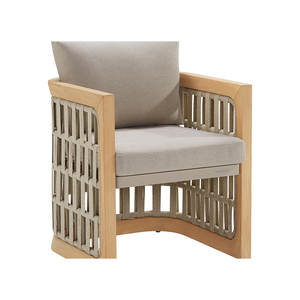 Set da Pranzo Moderno RIVA per Esterni, Tavolo e Sedie in Teak per 6 Persone con Cuscini Resistenti per Uso in Giardino - Product Image 4