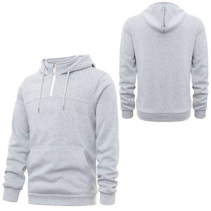 Streetwear OEM Manufacturers Heavyweight Oversize Breathable 100% Cotton <b>Men's</b> Quarter 1/4 <b>Zip</b> <b>Hoodie</b> <b>with</b> Zipper <b>Pockets</b> - Product Image 1