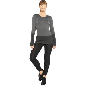 Logotipo personalizado 285G Ropa de gimnasio para mujer Manga larga Dobladillo enrollado Desgastado Color sólido Algodón Cuello redondo Camiseta - Product Image 3