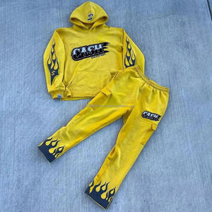 Venta al por mayor logotipo personalizado impreso Y2K invierno 100% algodón pesado 500 Gsm hombro caído conjunto de chándal de gran tamaño Unisex para hombre - Product Image 1