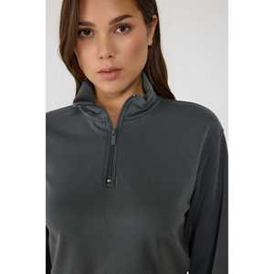 Sudadera Corta con Cierre de Cremallera Color Carbón - Product Image 3