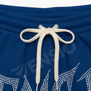 Qualité supérieure Vintage mode strass gothique Shorts 100% coton lourd Streetwear fermeture à cordon Double face pour hommes - Product Image 3