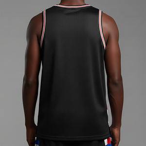 Maillot de basket-ball réversible en polyester respirant à séchage rapide, personnalisable par sublimation, sans manches, pour l'entraînement - Product Image 3