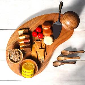 Platos de Madera para Servir, Platos de Cena Modernos, No Tóxicos, Pintados a Mano, Forma Ovalada, Marca TIMELESS CRAFT, Gran Demanda, Tendencia Actual - Product Image 2