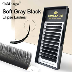 ขนตาปลอมแบบเส้นต่อเส้น สีเทาด้าน รูปทรงวงรีแบน ขนาด 8-15 มม. ปลายแยก นุ่มมาก ดูเป็นธรรมชาติ ขนตาปลอมแบบคลาสสิก - Product Image 3
