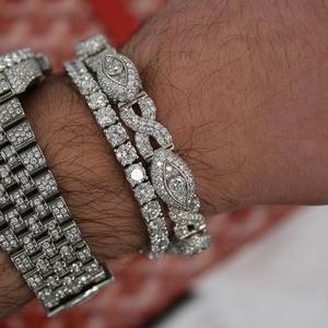 Round Cut Colorless Moissanite Diamond Iced Out Hip Hop <b>Bracelet</b> In <b>925</b> <b>Silver</b> Bling Luxury Fashion For <b>Men</b> At Wholesale Price - Product Image 3