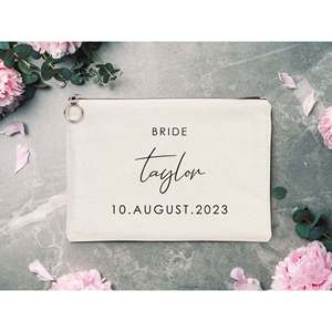Pochette de mariage personnalisée en coton pour femme, 12W x 8H, grande pochette, cadeau - Product Image 1