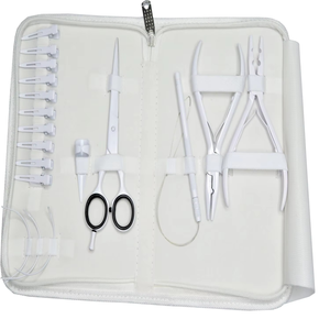 Professional <b>Tape</b> in Hair Extension & <b>Micro</b> Links Hair Extensions Tools Kit in White Color Custom Logo Hair Extension Tools - Product Image 3