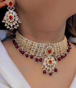 Élégant Doublet de Qualité Supérieure Moissanite CZ Zircon Designer Collier Avec Boucles D'oreilles Pour Femmes Et Filles Pour Mariage - Product Image 2