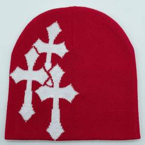 Kivotech Gorros Sombrero Cross Graphics Hombres Mujeres Jacquard Sombrero Punk Color sólido Sombrero Deportes al aire libre Tendencia Beanie Stretch cap - Product Image 6