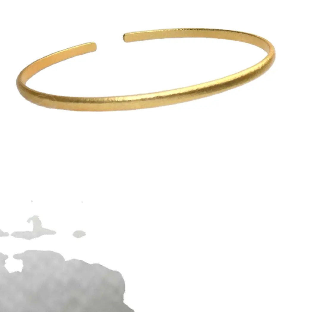 Gold Plated Handmade Simple Plain Rounded Cuff Bangle Designer Charms For Women Wife Wedding Gifts Bracelets Jewelry