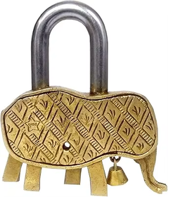 Cadenas éléphant doré en laiton antique Serrure design en laiton - Product Image 4