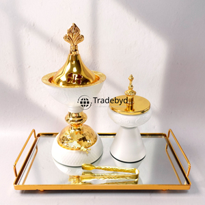 Quemador Bakhoor hecho a mano de Metal elegante de primera calidad Tradebyd, soporte de incienso de estilo árabe, función antiolor para el regreso de la boda - Product Image 2