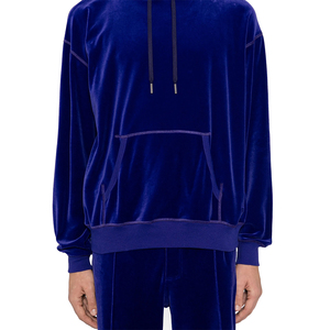 Sudadera con capucha de terciopelo para hombre, manga larga, color azul, hombro caído, cálido, ropa de calle informal de invierno, sudaderas con cordón para hombre - Product Image 5