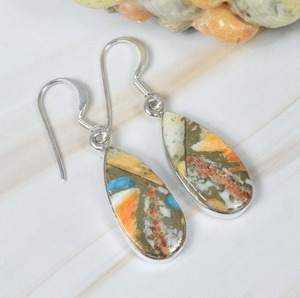 Oyster Cuivre Turquoise 925 Sterling Silver Gemstone Crochet Boucles D'oreilles Décembre Birthstone Bijoux Faits À La Main Poire Forme Gemme - Product Image 3