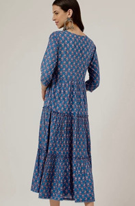 วินเทจอินเดียมือบล็อกพิมพ์ตัดรายละเอียดกลับชุดcum kurtiผ้าฝ้ายดอกไม้ยาวmaxiออกแบบ kurtiสําหรับผู้หญิง - Product Image 5