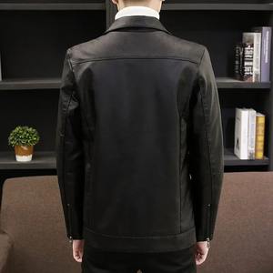 แจ็กเก็ตหนังคอปกตั้งเข้ารูปสำหรับผู้ชายแจ็คเก็ตแบบมีซิปยาวสำหรับขี่มอเตอร์ไซค์แฟชั่น - Product Image 1