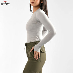 Camisetas de entrenamiento de manga larga, camiseta de compresión de alta calidad, Tops cortos informales de manga larga, ropa de gimnasio, Top de Yoga para mujer - Product Image 2