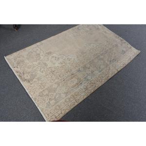 Alfombra Turca Vintage Pequeña de 2.4x3.9 pies, Alfombra de Lana con Estampado Animal Marrón - Product Image 4