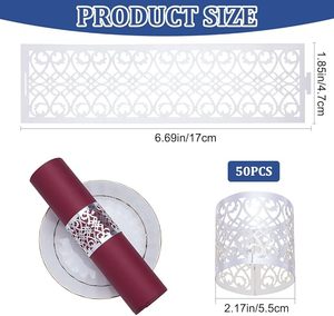 Rond de serviette de luxe avec rond de serviette creux en métal en papier Ornement Rond de serviette en papier en feuille Ajoutez une touche élégante à votre table à manger - Product Image 6